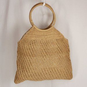 Vintage Macrame Purse Bag in Jute Big/generous size